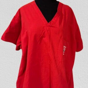 Red Scrub Top with Huskers Logo - Women's  7397